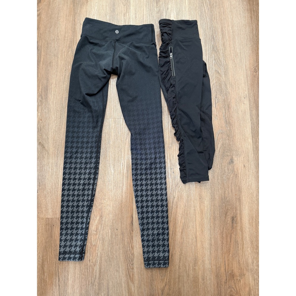 Lululemon Houndstooth Align Leggings Black Gray Women's Size 2 Athleisure